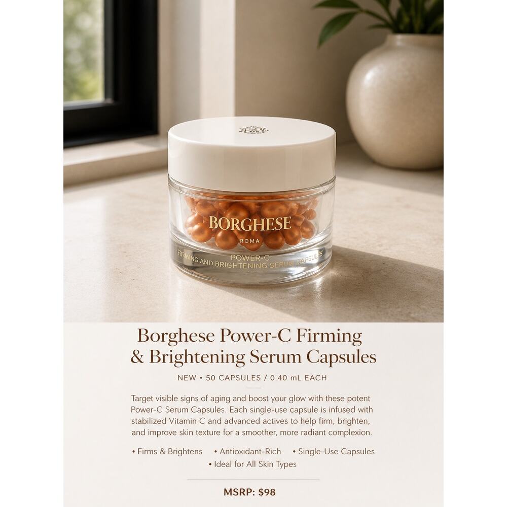 $98 New Borghese Power-C Firming & Brightening Serum Capsules – 50 Count